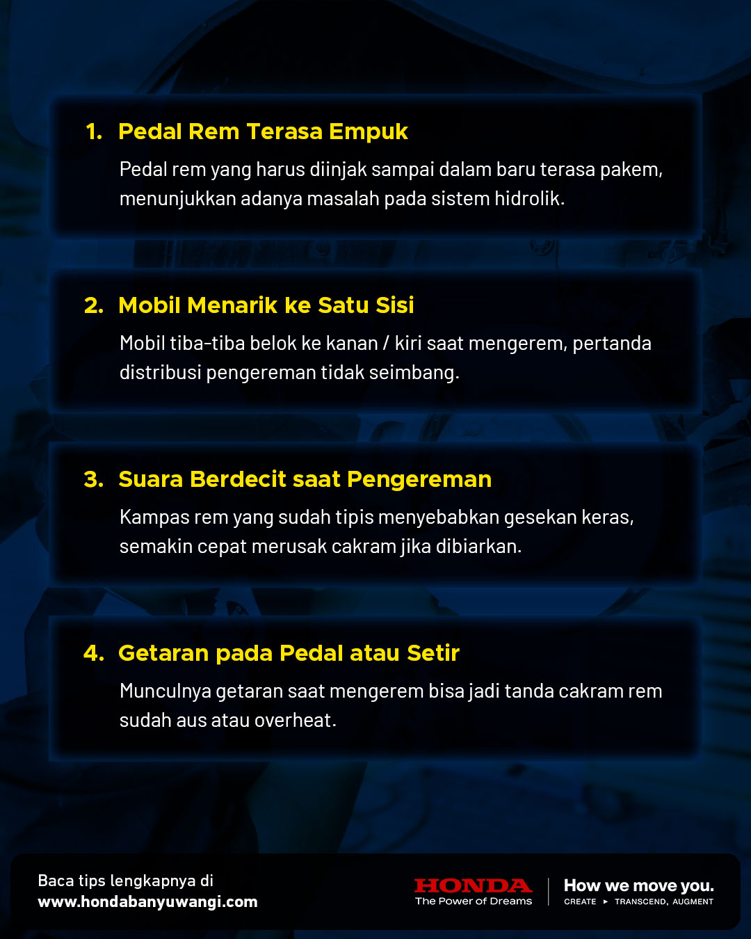 Tanda rem mobil bermasalah