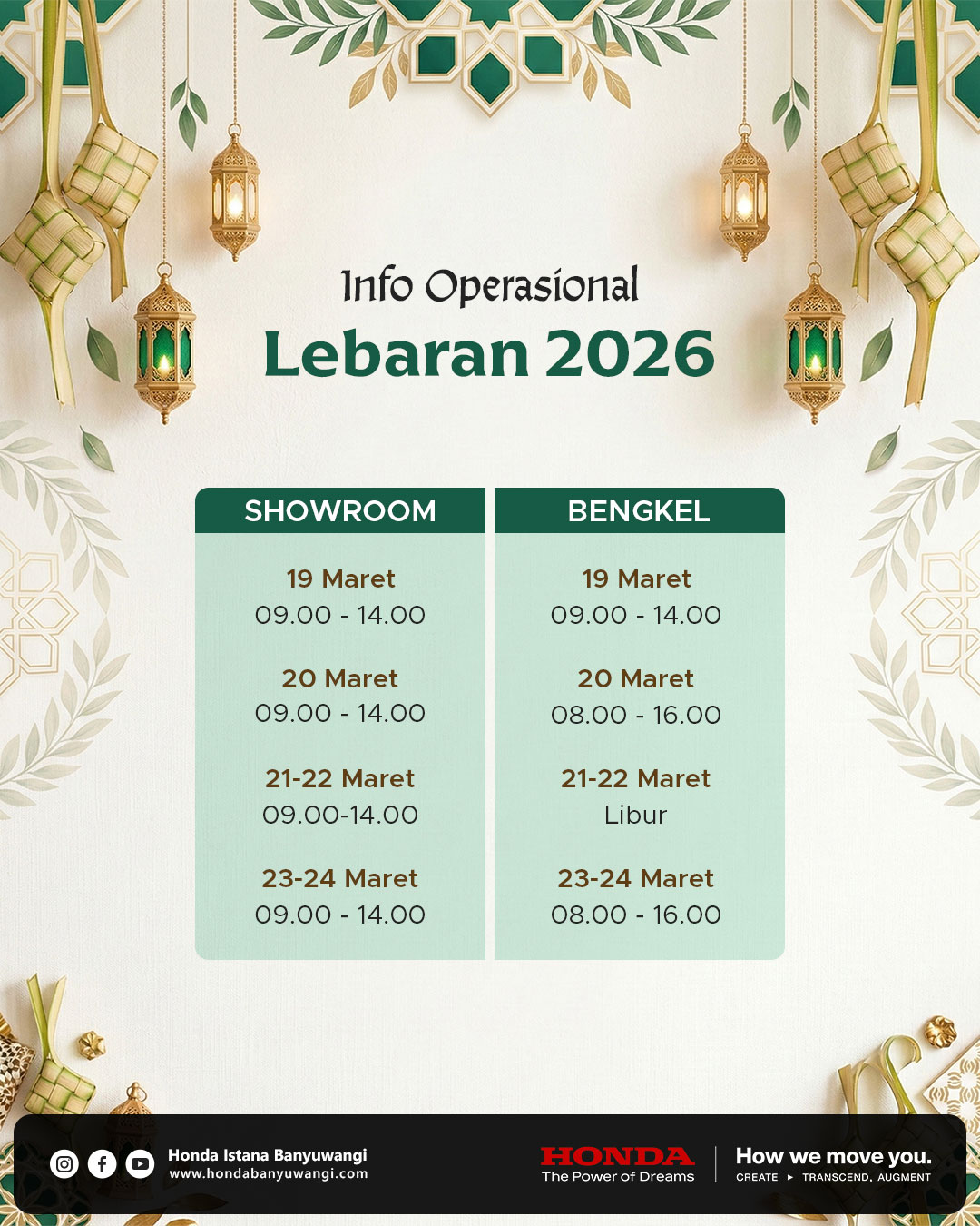 Libur Lebaran 2026 Honda Istana Banyuwangi