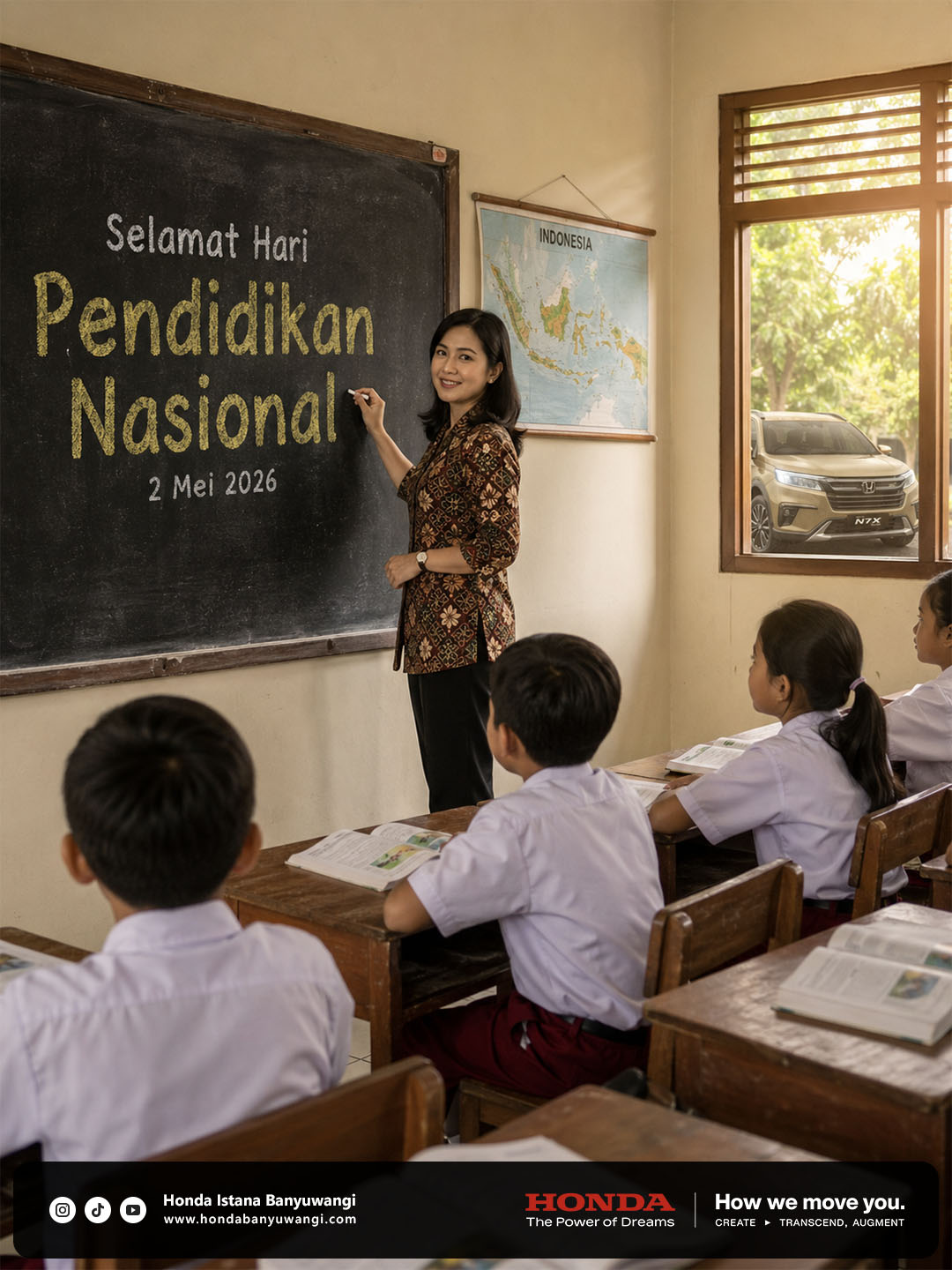 Guru sedang mengajar para pelajar sekolah dasar