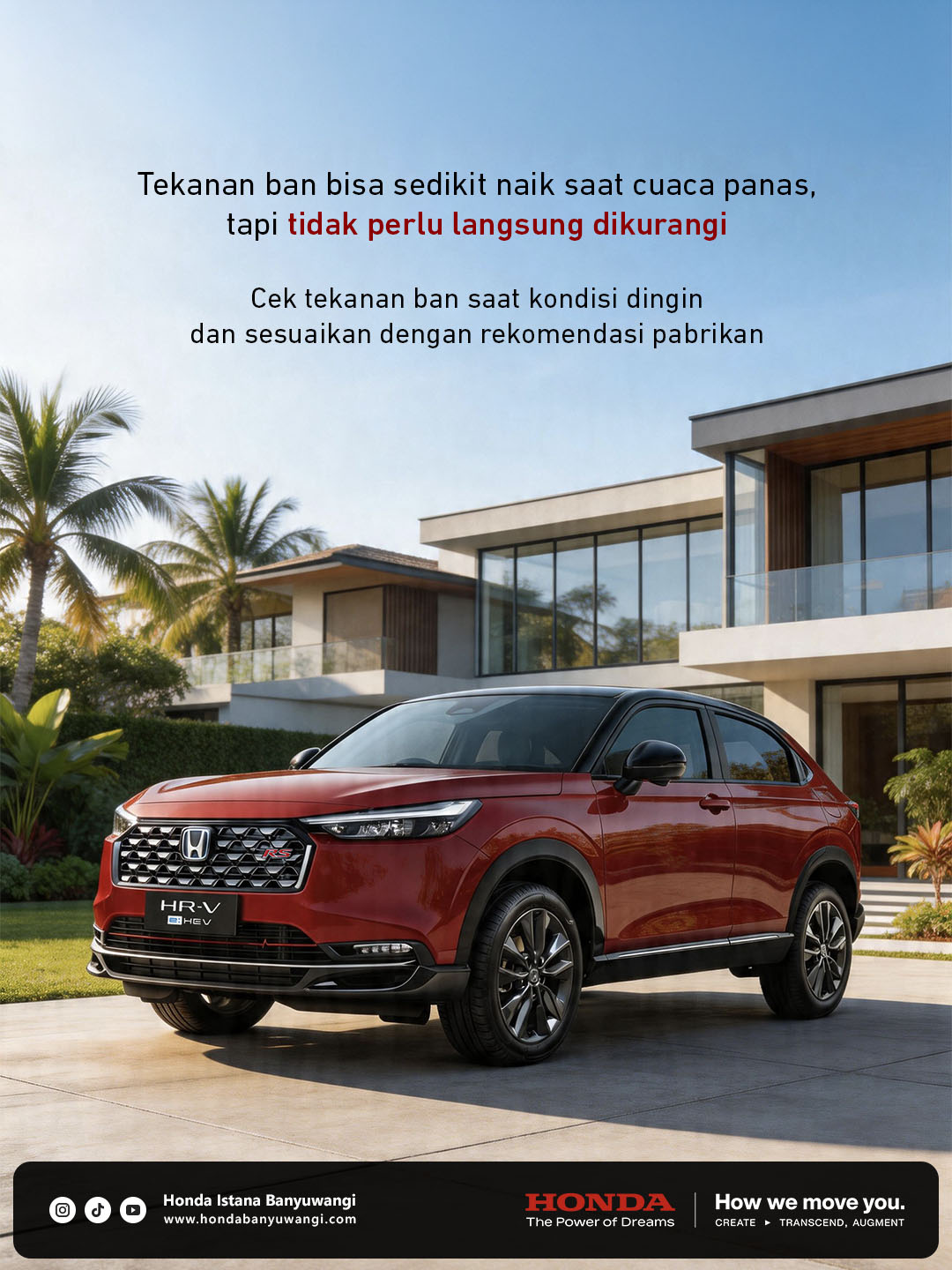 Honda HR-V RS terparkir di depan rumah saat cuaca panas