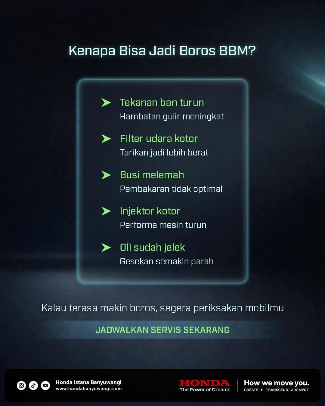 Penyebab mobil tiba-tiba boros BBM