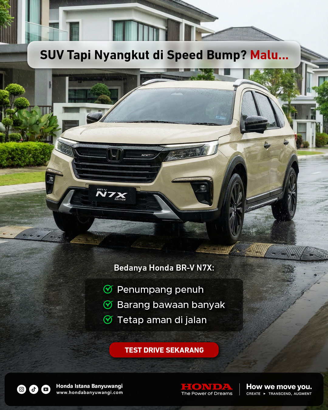 Honda BR-V melewati polisi tidur dengan mudah