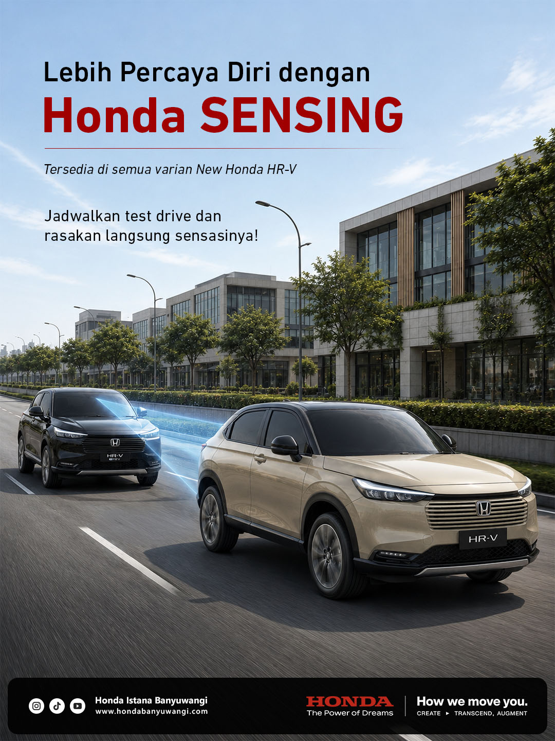 Honda HR-V melaju dengan bantuan Honda SENSING