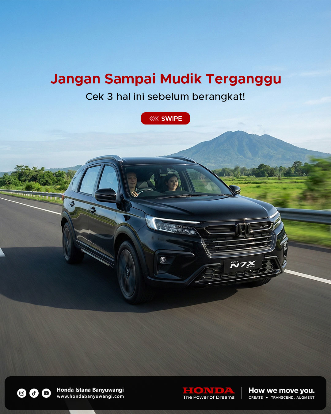 Honda BR-V N7X melaju di jalan selama mudik