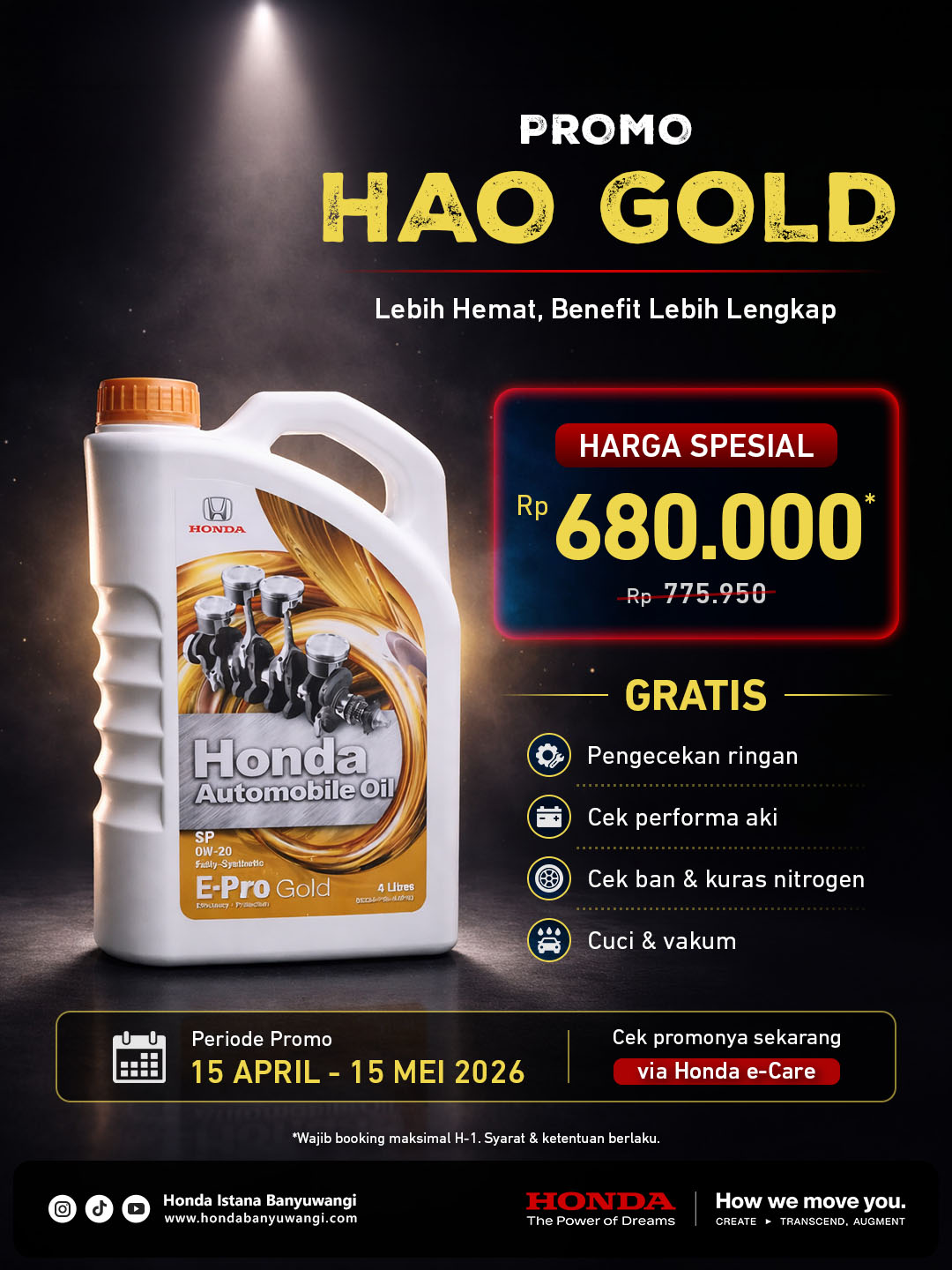 Promo Honda Automobile Oil Gold